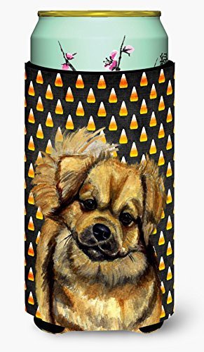 Caroline&#39;s Treasures Lh9044Tbc Tibetan Spaniel Candy Corn Halloween Portrait Tall Boy Beverage Insulator Beverage Insulator Hugger, Tall Boy, Multicolor