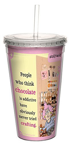 Tree-Free Greetings 16-Ounce Double-Walled Cool Cup With Reusable Straw, Aunty Acid Crafting Addict