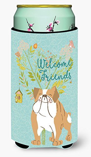 Caroline&#39;s Treasures Bb7602Tbc Welcome Friends English Bulldog Tall Boy Beverage Insulator Hugger, Tall Boy, Multicolor