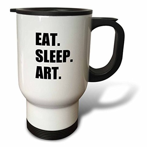 3Drose Eat Sleep Art Devoted Artist Arty Student Passionate Hobby Painter Travel Mug, 14-Ounce, Stainless Steel