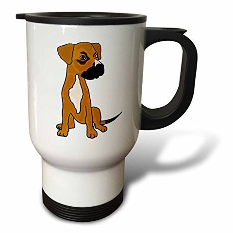 3Drose Funny Boxer Mix Rescue Puppy Dog Travel Mug, 14-Ounce, Stainless Steel