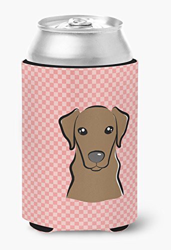 Caroline&#39;s Treasures Bb1234Cc Checkerboard Pink Chocolate Labrador Can Or Bottle Hugger, Can Hugger, Multicolor