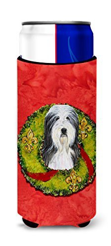 Caroline&#39;s Treasures Ss4186Muk Bearded Collie Cristmas Wreath Ultra Beverage Insulators For Slim Cans, Slim Can, Multicolor