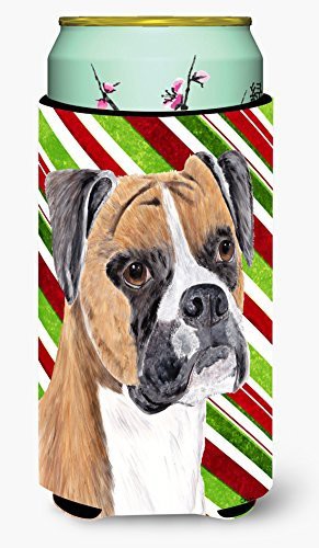 Caroline&#39;s Treasures Sc9350Tbc Boxer Candy Cane Holiday Christmas Tall Boy Beverage Insulator Beverage Insulator Hugger, Tall Boy, Multicolor