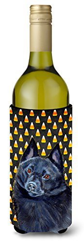 Caroline&#39;s Treasures Lh9080Literk Schipperke Candy Corn Halloween Portrait Wine Bottle Beverage Insulator Beverage Insulator Hugger, Wine Bottle, Multicolor