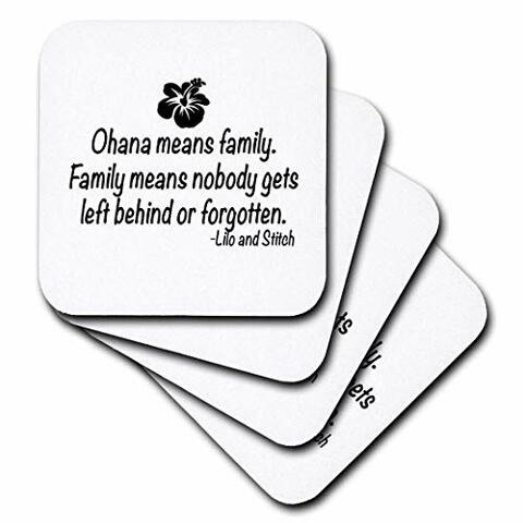 3dRose CST_163985_1 Ohana Means Family. Soft Coasters, Set of 4