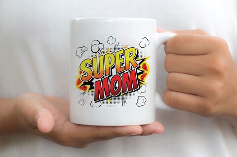 Giftmate Super Mom Printed Ceramic Tea and Coffee Mug 320ml