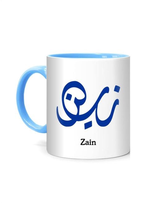 FMstyles Arabic Calligraphy Name Zain Printed Mug White/Blue 10 cm