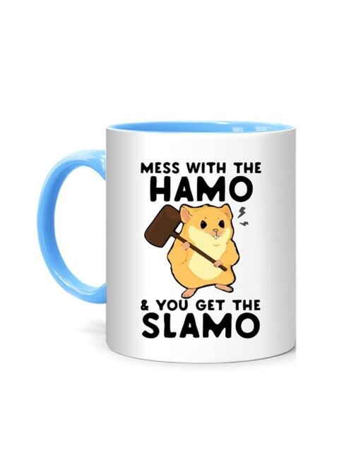 كوب بطبعة FMstyles Mess With The Hamo & You Get The Slamo أبيض/أزرق 10 سم