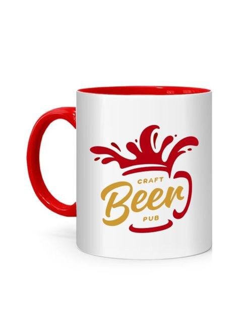 FMstyles Craft Beer Pub Printed Mug White/Red 10 cm