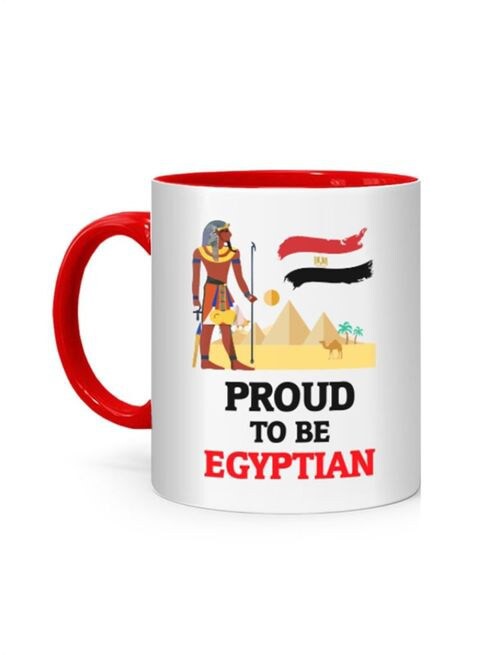 FMstyles Proud to be Egyptian Printed Mug White/Red 10 cm