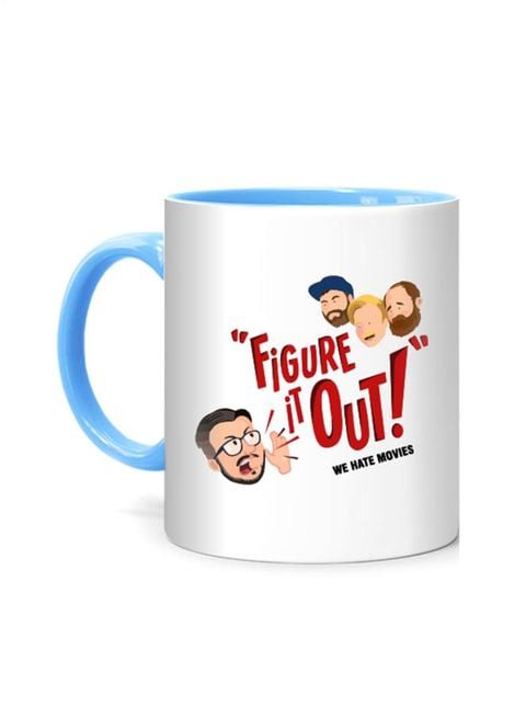 FMstyles Figure It Out Printed Mug White/Blue 10 cm