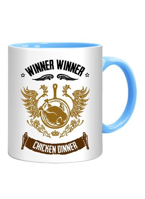 FMstyles PUBG Winner Winner Chicken Dinner Printed Mug Blue/White/Black