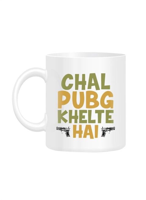 FMstyles Chal PUBG Khelte Hain Printed Mug White 10 cm