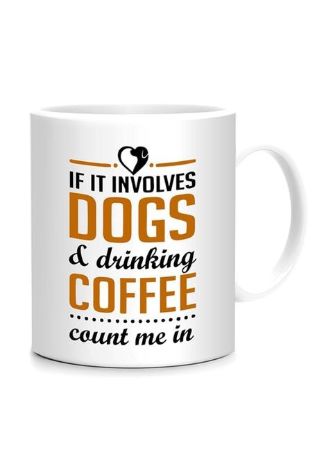 FMstyles Dogs And Coffee Printed Mug White/Orange/Black 10 cm