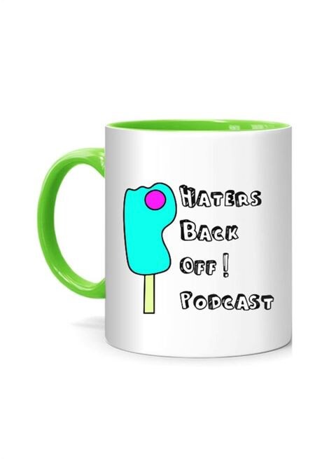 FMstyles Haters Back Off Podcast Printed Mug White/Green 10 cm