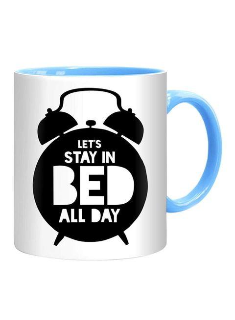 FMstyles Let&#39;s Stay In Bed All Day Mug White/Black/Blue 10 cm