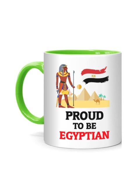 FMstyles Proud To Be Egyptian Printed Mug White/Green 10 cm