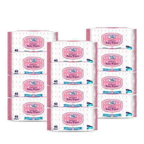 Cool & Cool Baby Wipes 40 Count x12