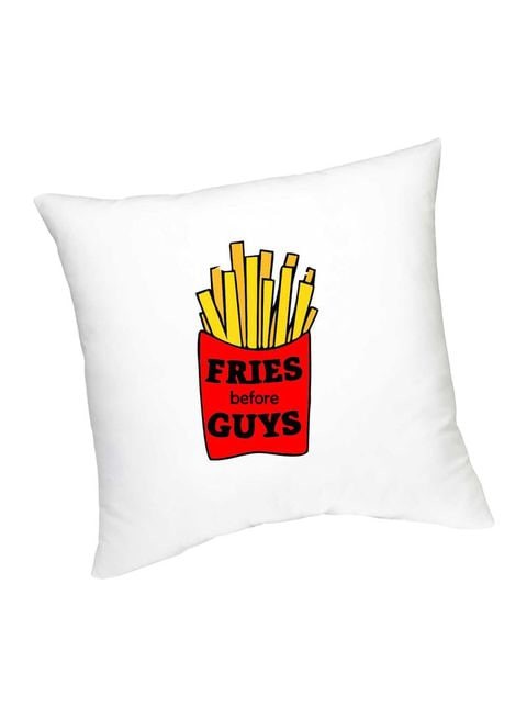 FMstyles Fries Before Guys Printed Cushion White/Red/Yellow 45 cm