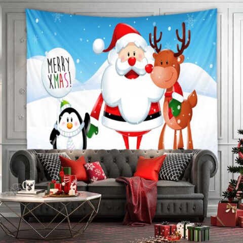 Deals for Less - Wall hanging tapestry home decor , Santa claus and snow design