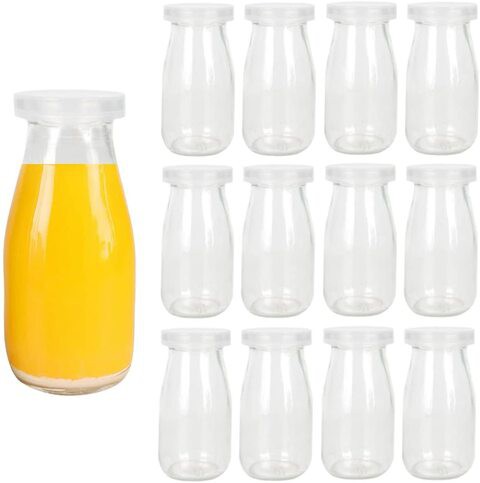 FUFU 12PCS Yoghurt Jars pudding Jar with Lid Glass Container With Lid For Milk Jams Jelly Mousse Yogurt 100ml