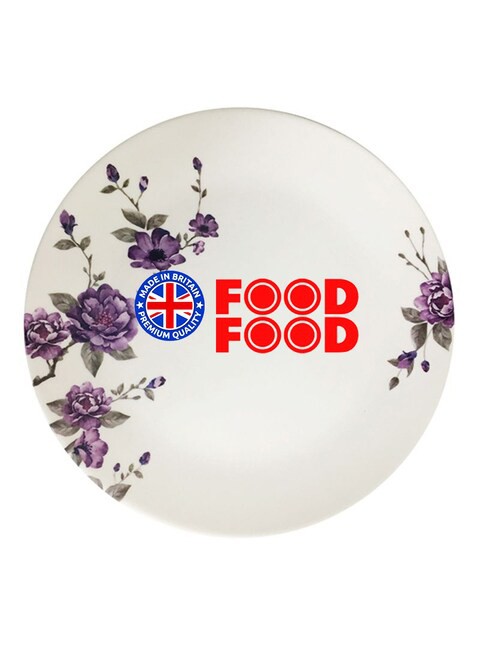 Generic Blossom Dinner Plate White/Green/Purple 10.5inch