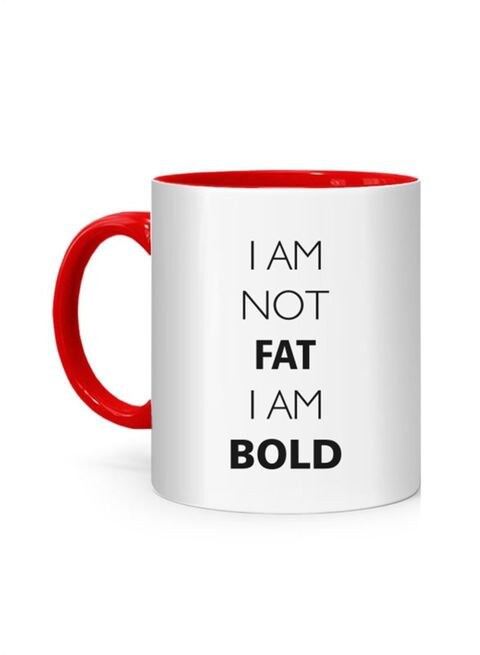 FMstyles I&#39;m Not Fat, I&#39;m Bold Printed Mug White/Red 10 cm