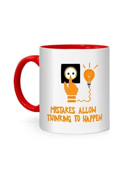 FMstyles Mistakes Allow Thinking To Happen Printed Mug White/Red 10 cm