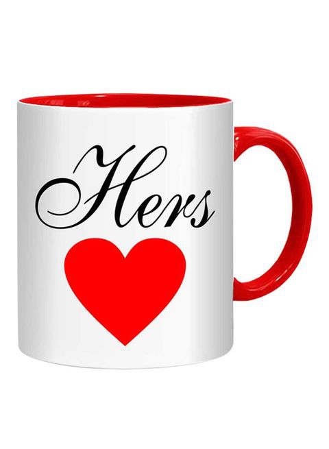 FMstyles Hers Heart Printed Mug Red/White/Black 10 cm