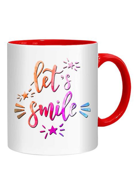 FMstyles Let&#39;s Smile Mug White/Pink/Red 10 cm