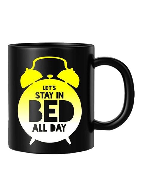 FMstyles Let&#39;s Stay In Bed All Day Mug Yellow/Black 10 cm