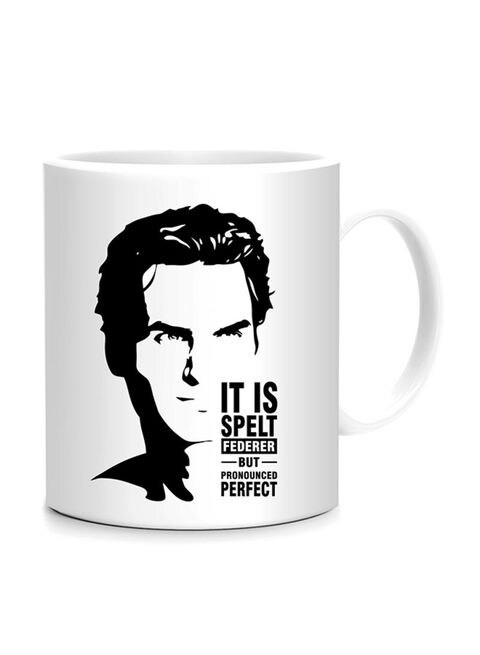 FMstyles Roger Federer Printed Mug White/Black 10 cm