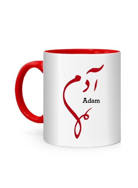 FMstyles Arabic Calligraphy Name Adam Printed Mug White/Red 10 cm