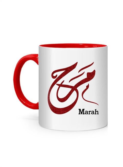 FMstyles Arabic Calligraphy Name Marah Printed Mug White/Red 10 cm