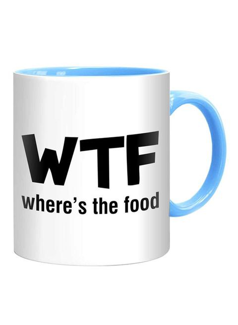 FMstyles Where&#39;s The Food Mug White/Black/Blue 10 cm