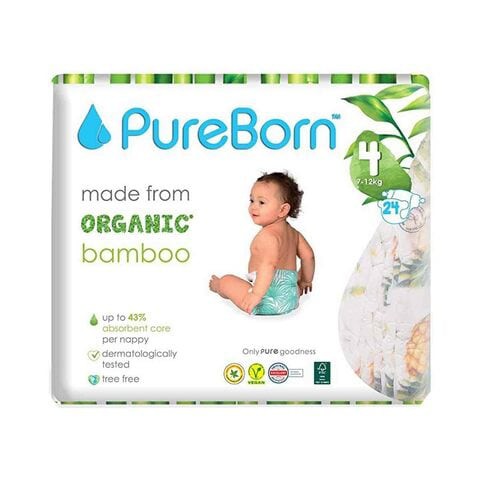 Pure Born Nappy Size 4 7-12kg 24 Counts