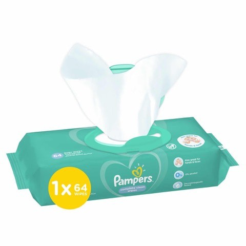 Pampers Complete Clean Baby Wipes with 0% Alcohol 64 Wipe Count