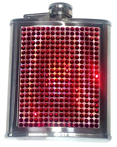 Praneel Hip Flask Steel Bedazzled Finish - Red