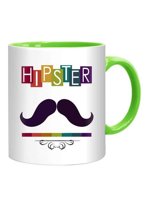 FMstyles Hipster Mug White/Purple/Green 10 cm