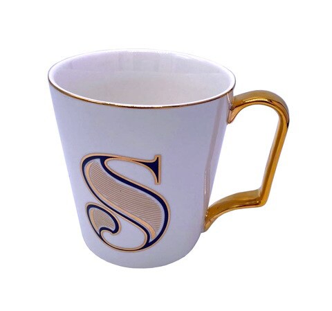 H&amp;L Zakka - Simple &amp; Elegant Ceramic Letter Cup (S) with Gold Handle