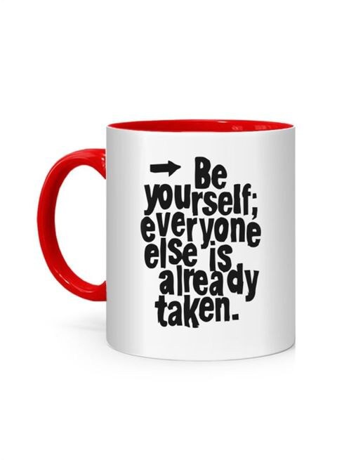 FMstyles Be Yourself Quote Printed Mug White/Red 10 cm