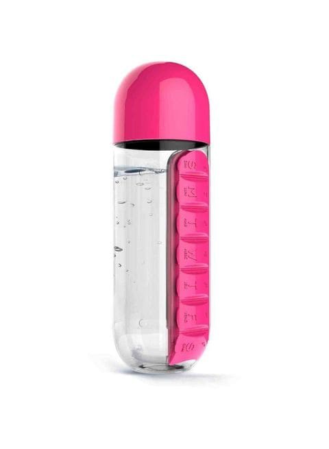 Asobu Water Bottle With Built-In Pill Box Pink 600ml