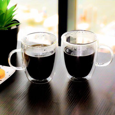 2PCS Double Walled Glass Tea Cup