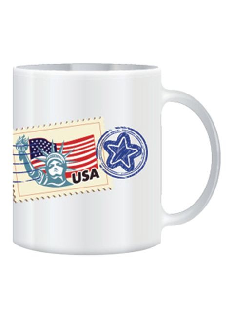 Giftex Usa Post Mark Design With Stamp Theme Mug White/Blue/Red 11Ounce