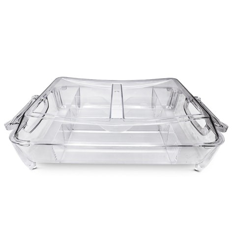 Al Hoora 39*30*10cm Clear Cutlery Box / Serving Divider Tray W/ Clear Cover Use For Sweets, Nuts, Dry Fruits, Cutlery &amp; Color Box