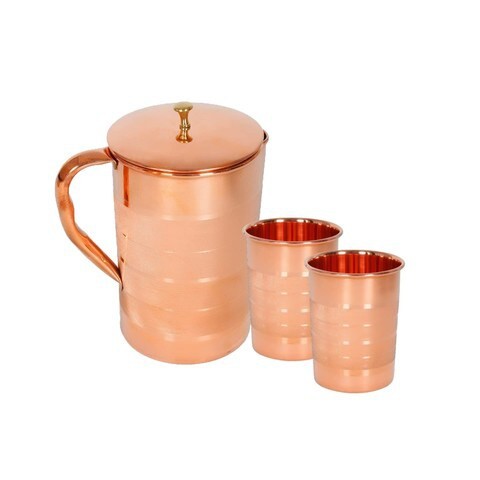 Divine Copper Luxury Jug No.4 (1 liter) with 2 glasses, JUG42