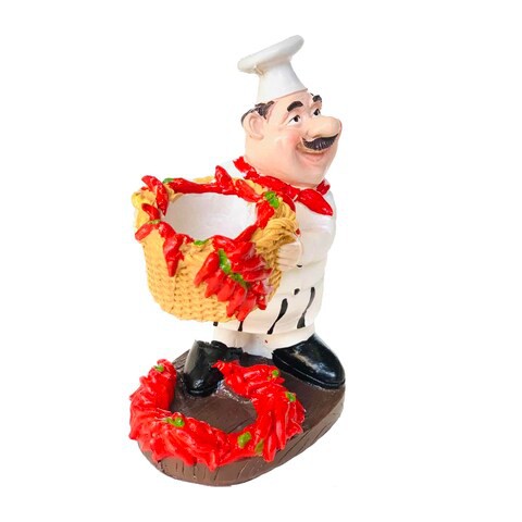 Ling Wei - Chef Figurines European Style Pasta Chef Model Mini Desktop Cook Chef Ornament Gift for Restaurant Cafe Shop