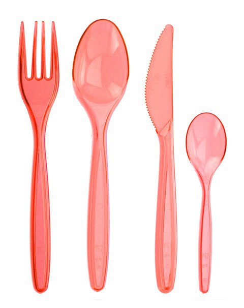 KOOPMAN DISPOSABLE CUTLERY SET, RED, K8711295515590, 24 PIECES