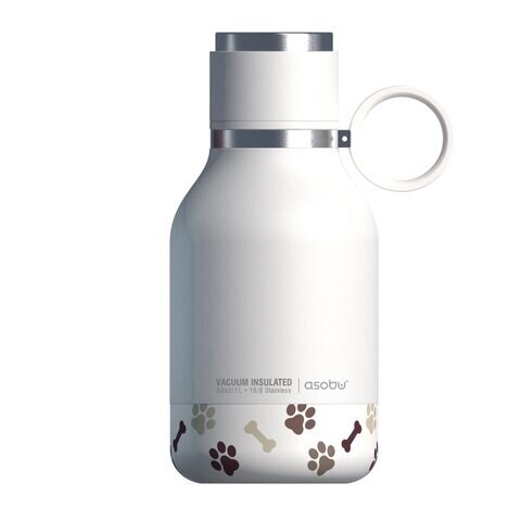 Asobu Dog Bowl Bottle 1L - Stainless Steel Hydration Bottle and Detachable Bowl for Dogs - White